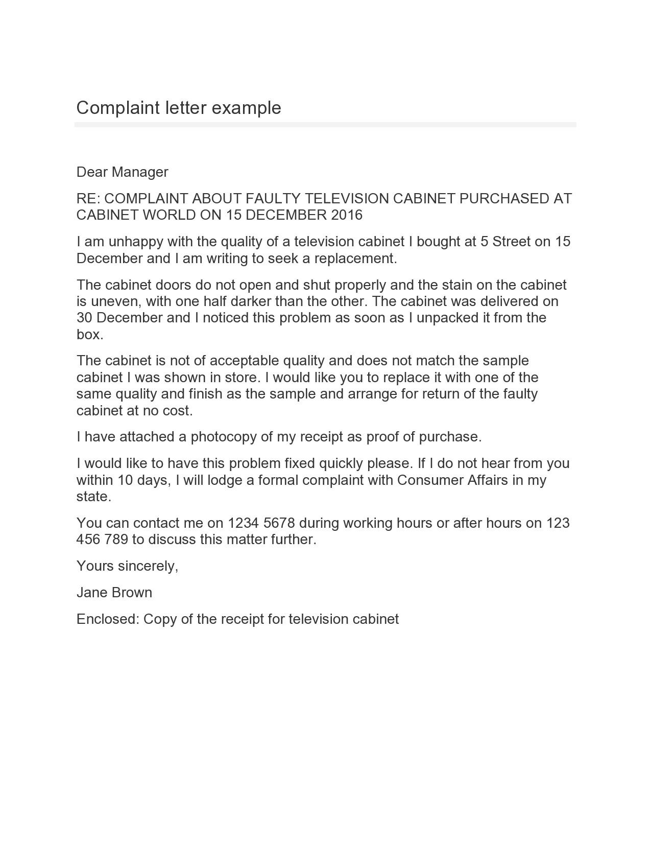 Free complaint letter template 03