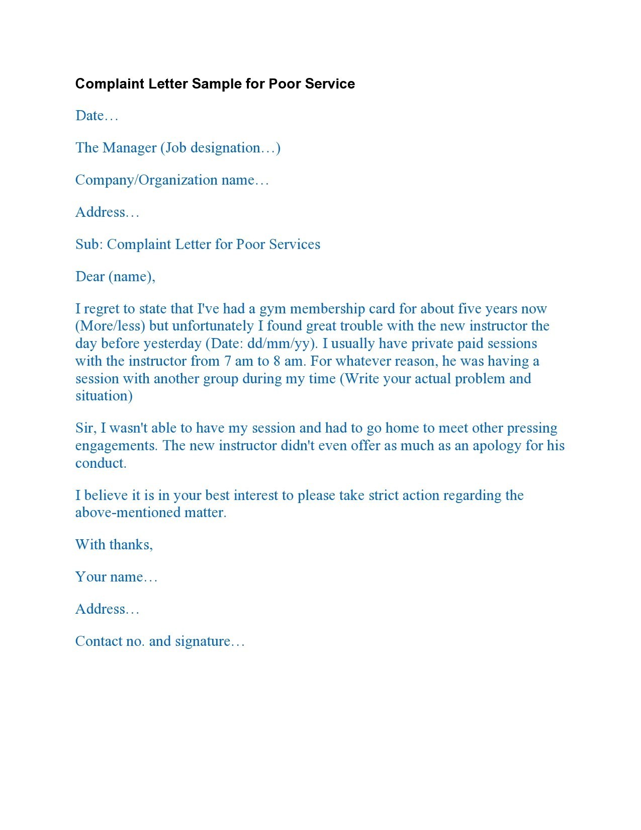 Free complaint letter template 05