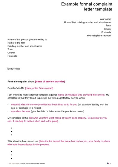 Free complaint letter template 10