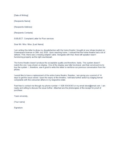 Free complaint letter template 11