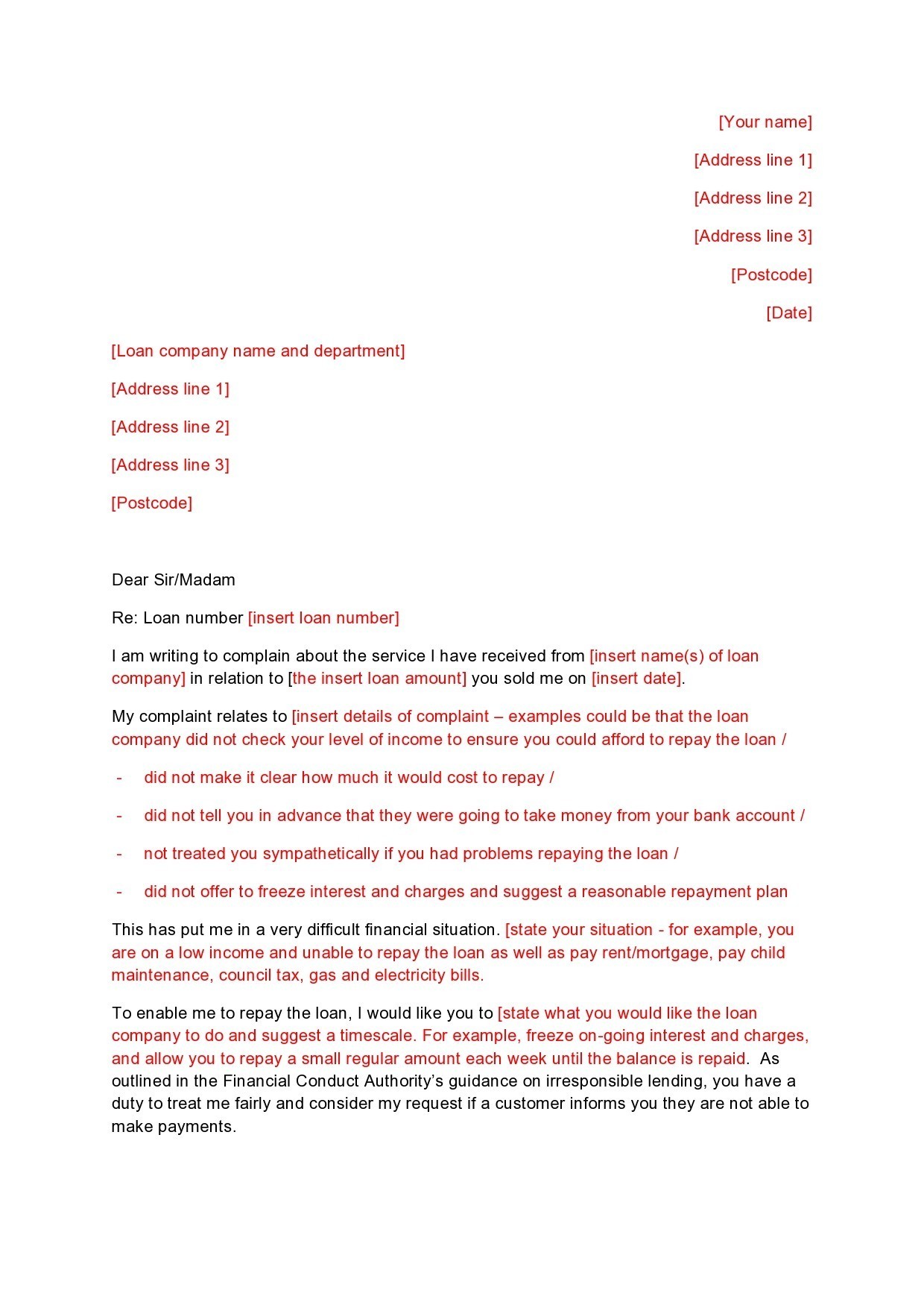 Free complaint letter template 19