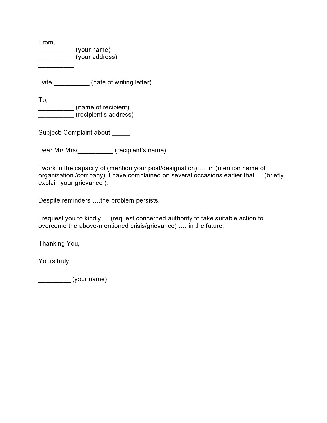 Free complaint letter template 24
