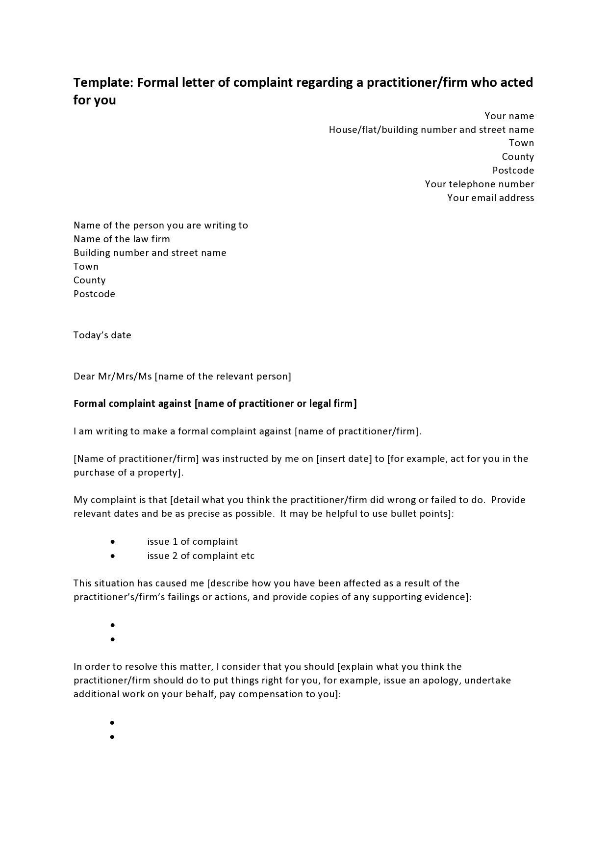Free complaint letter template 30