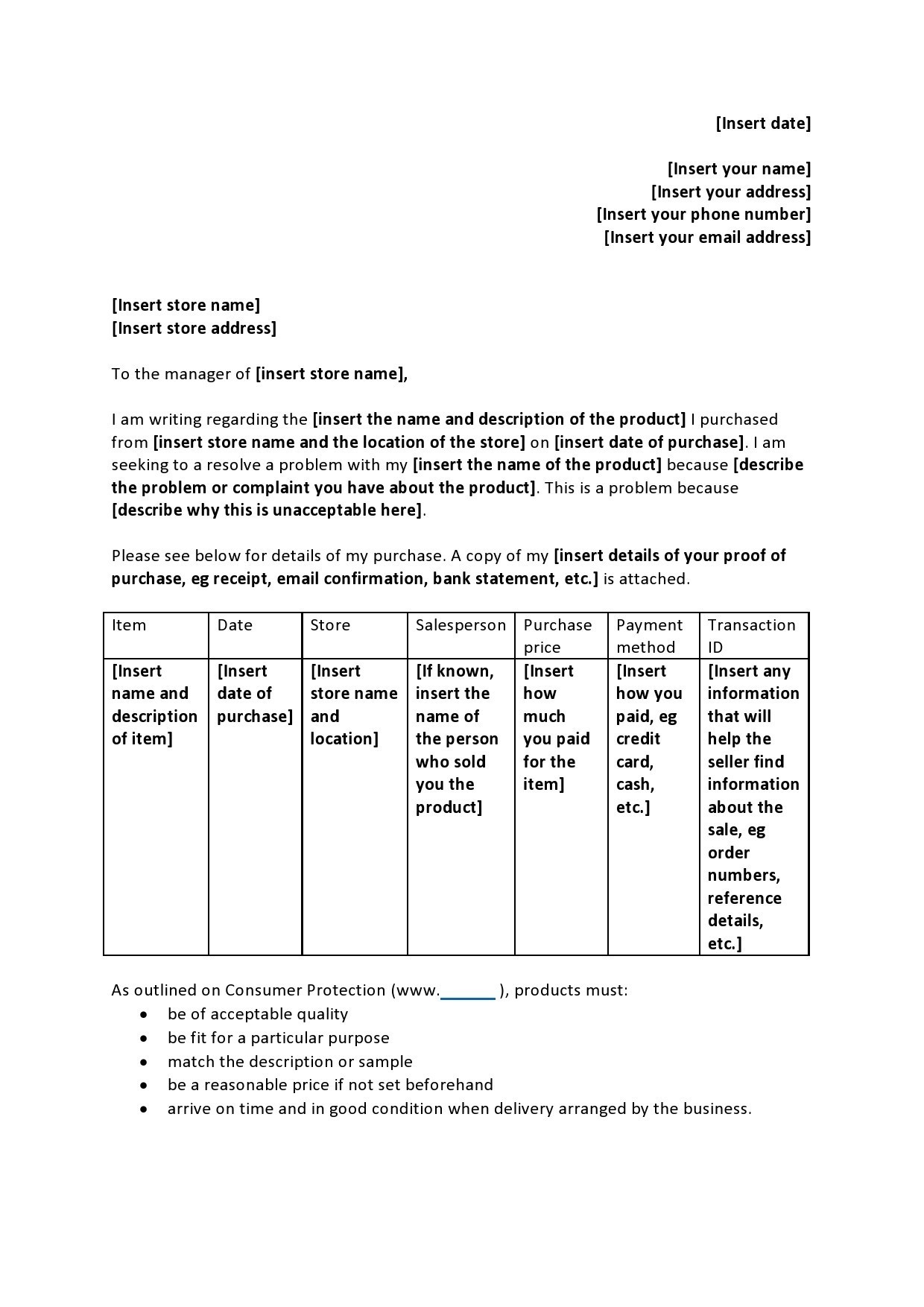 Free complaint letter template 39
