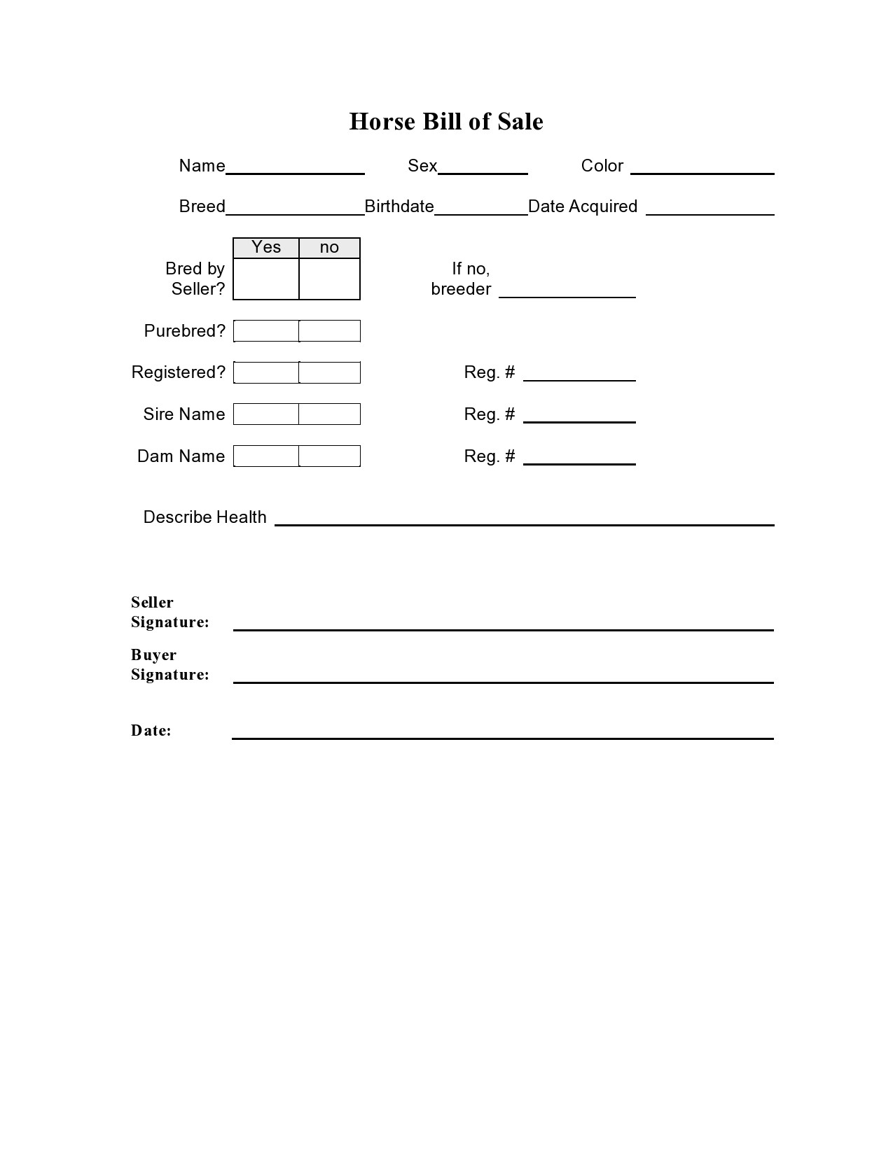 30 Printable Horse Bill of Sale Forms [& Templates] ᐅ TemplateLab