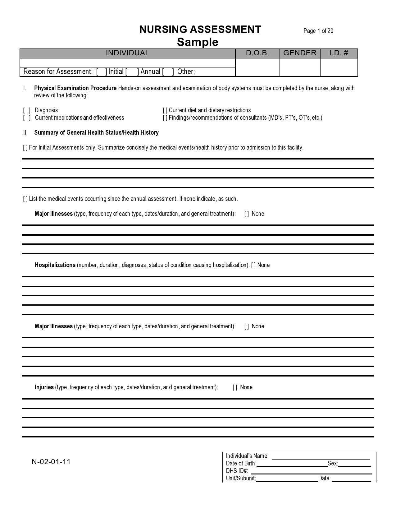 Free nursing assessment template 01