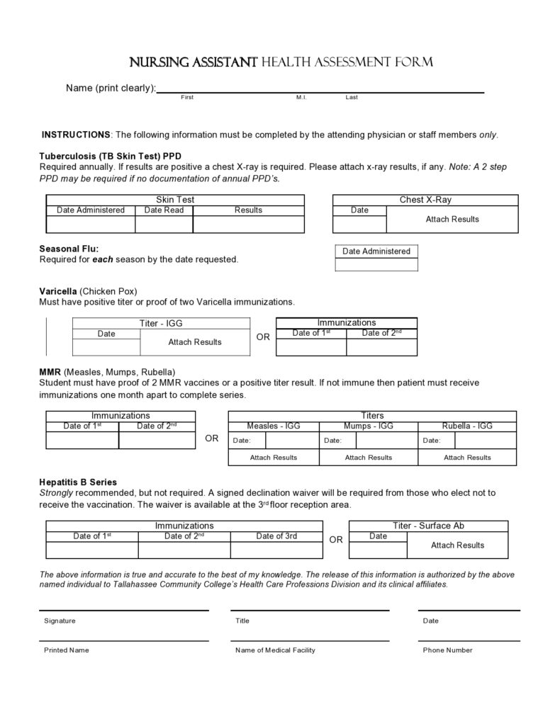 39 Printable Nursing Assessment Forms (+Examples)
