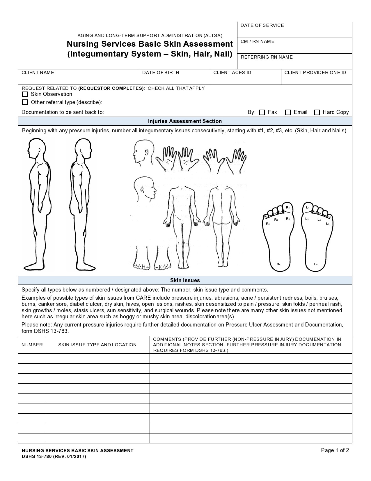 Printable Skin Assessment Form Printable Form Templates And Letter