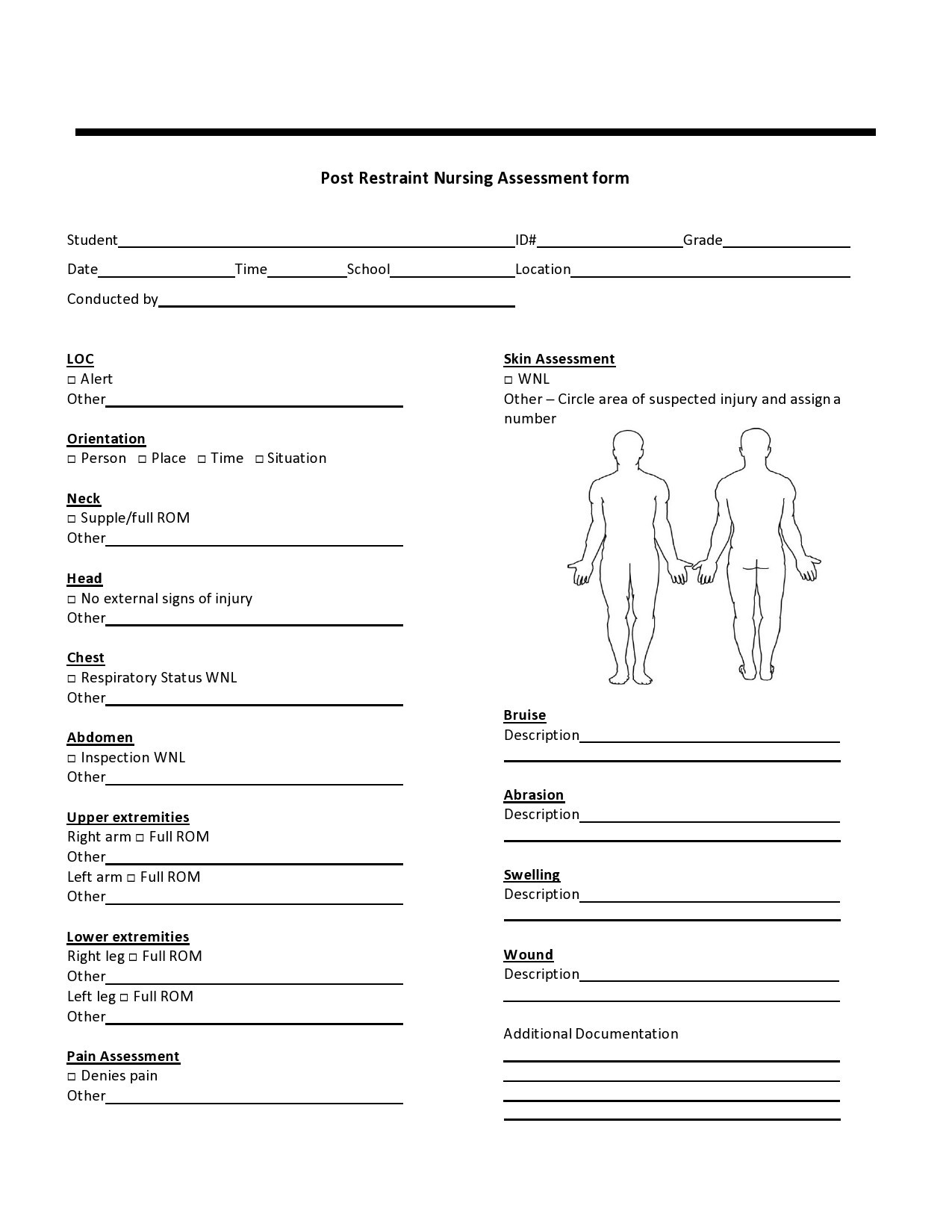 Head To Toe Printable Nursing Assessment Form Template Printable Form Templates And Letter