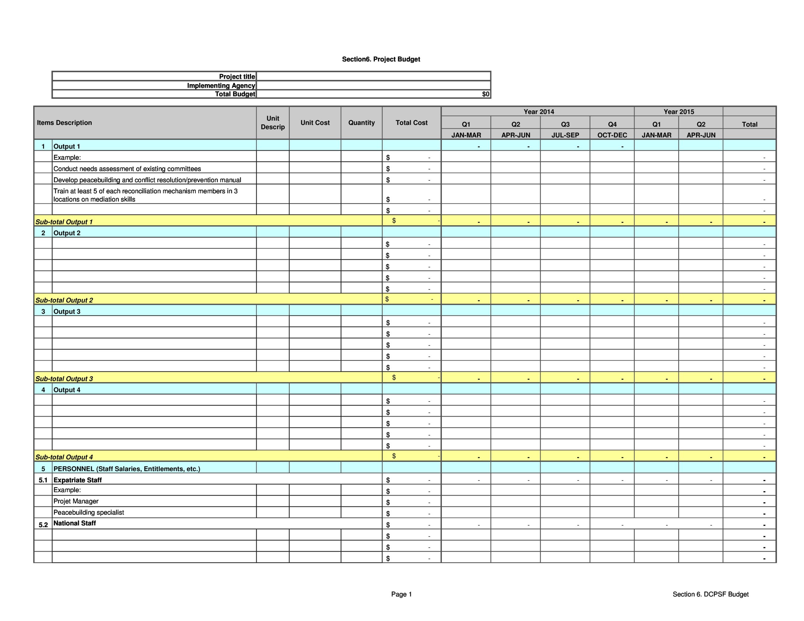 Free project budget template 08
