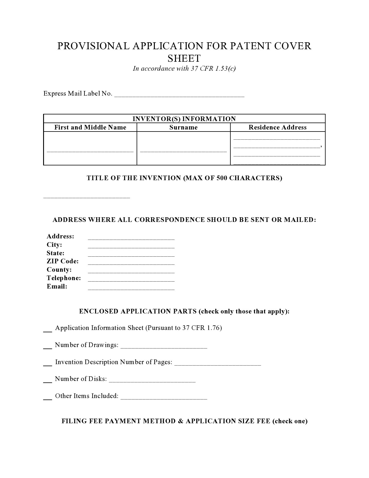 Free provisional patent application template 02