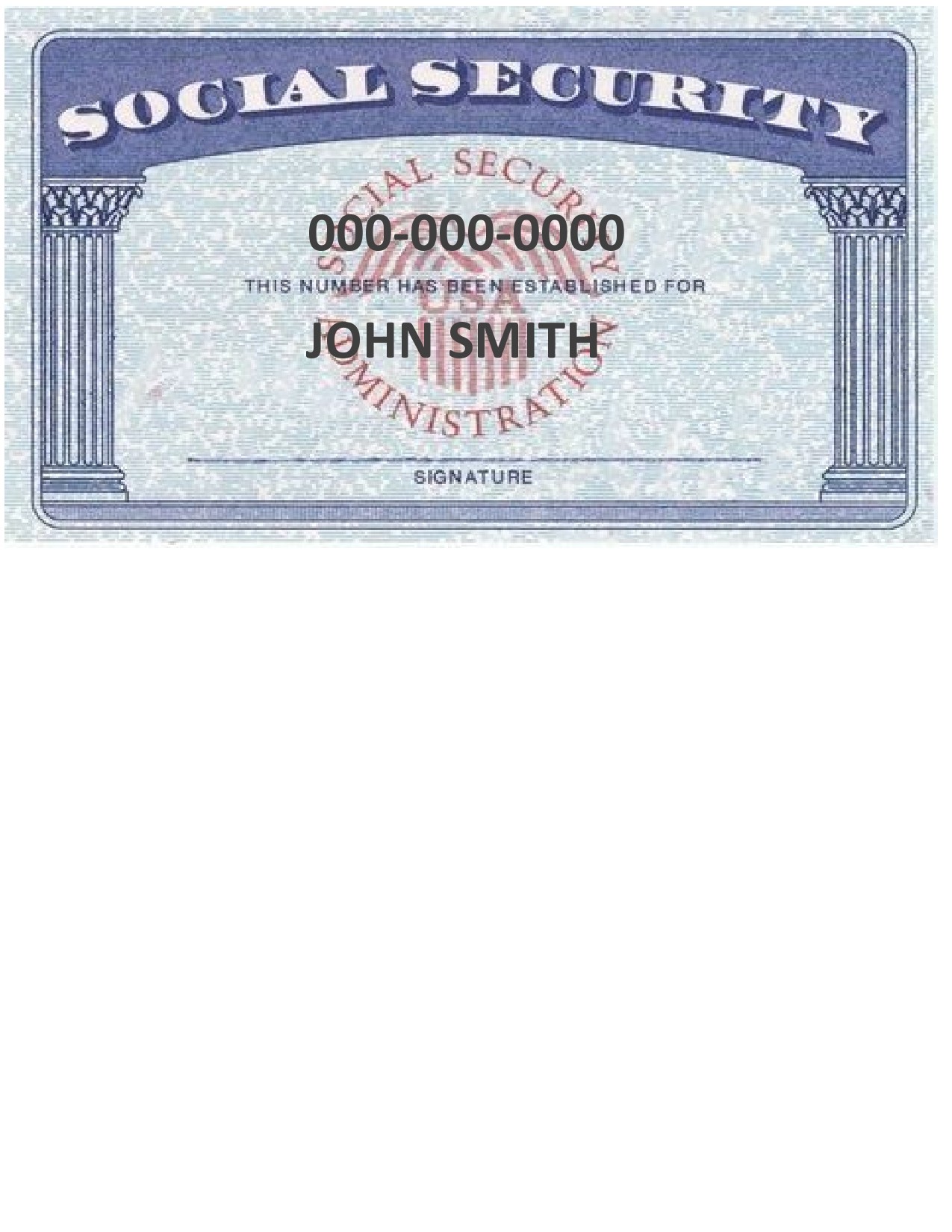 Printable Blank Social Security Card Template Printable Form