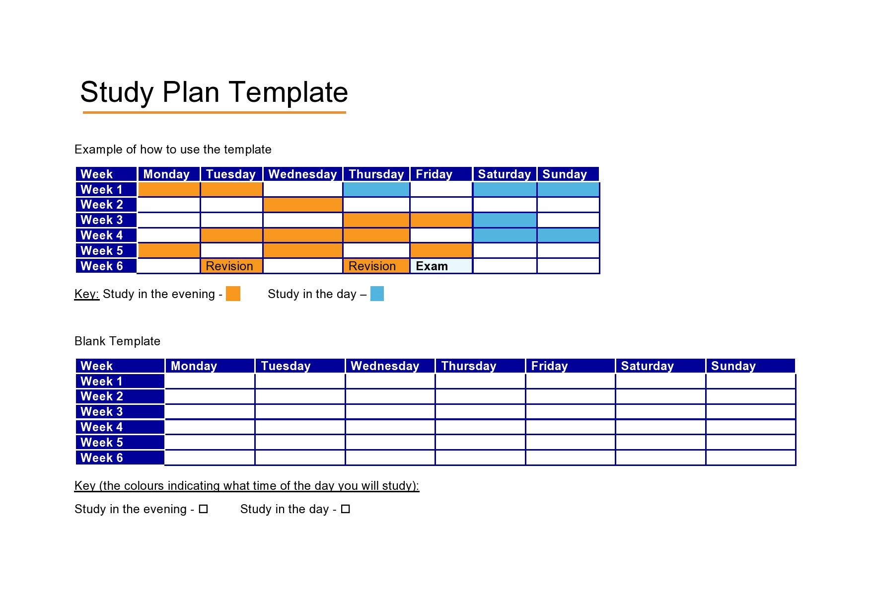 Free study plan template 03