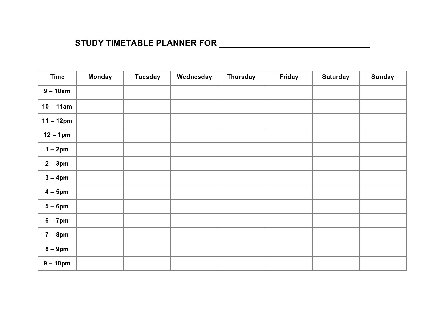 Free study plan template 04