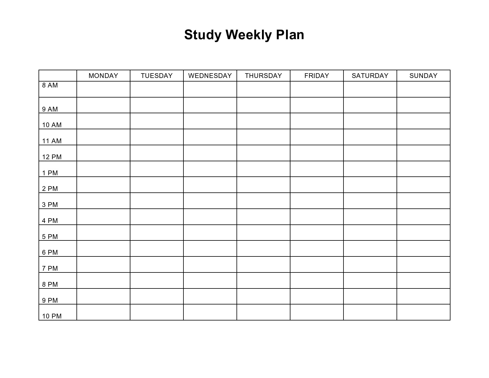 Free study plan template 13