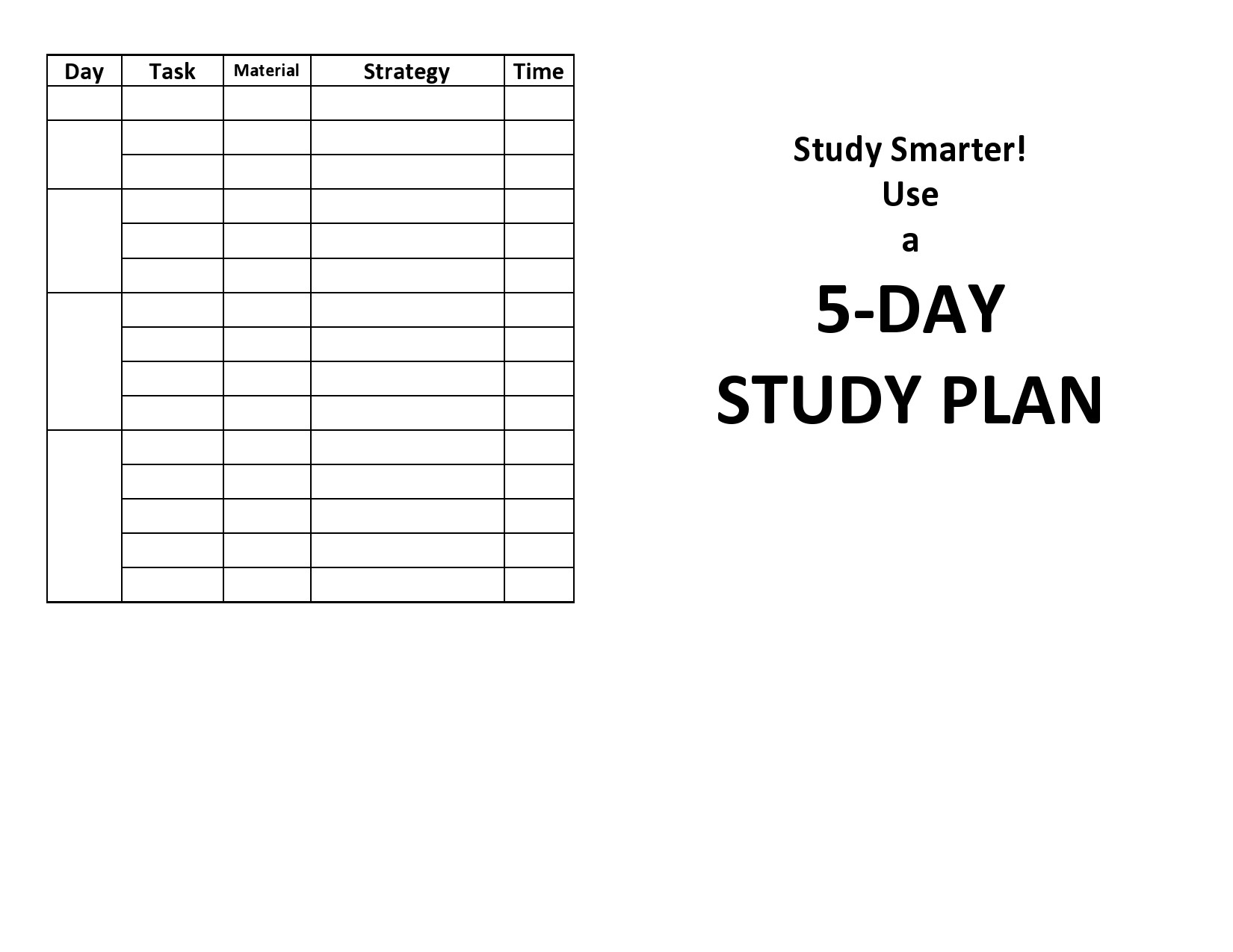 Free study plan template 16