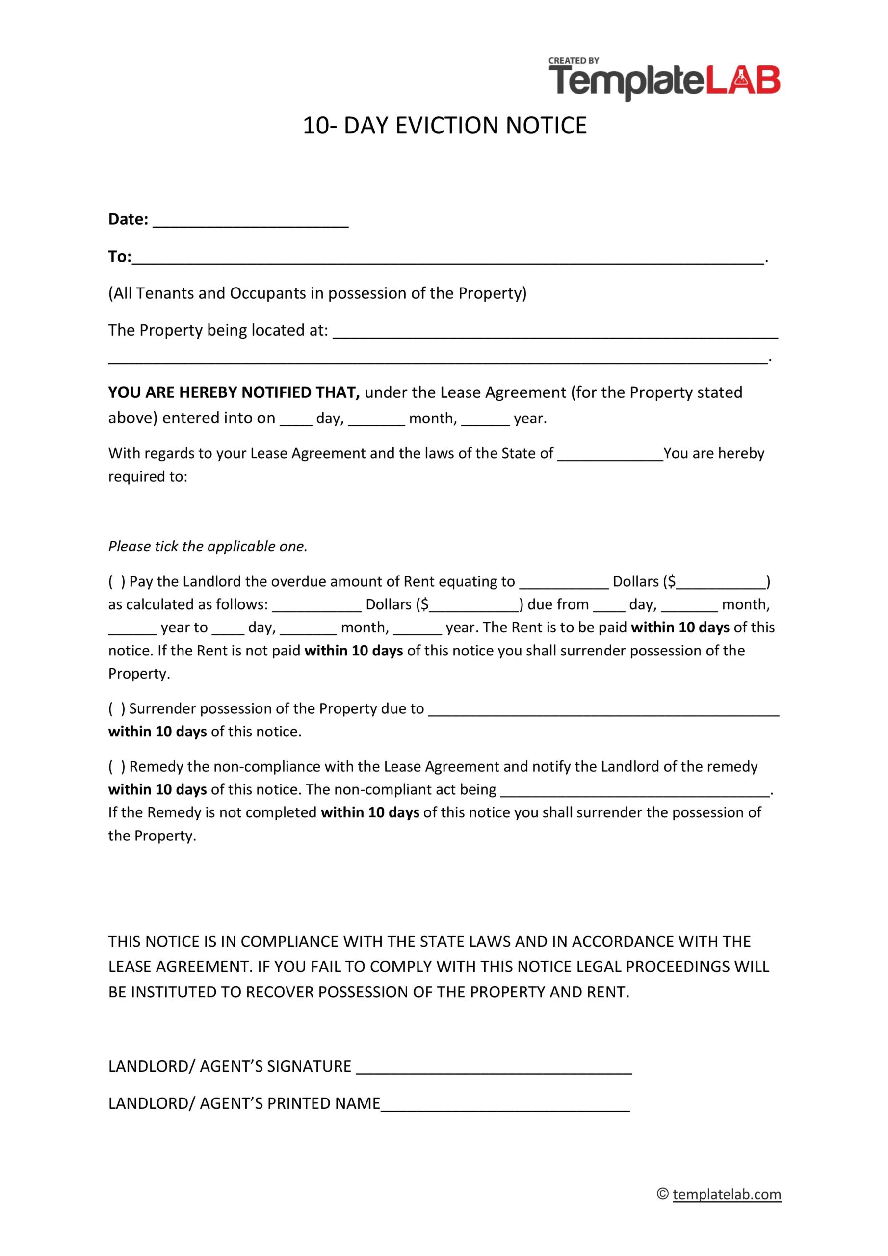 Squatter Eviction Notice Template
