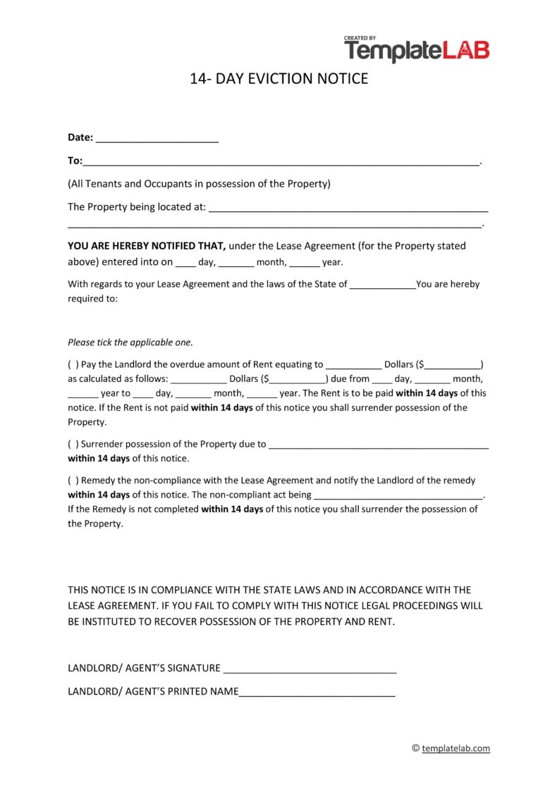45 free eviction notice templates pdf word templatelab