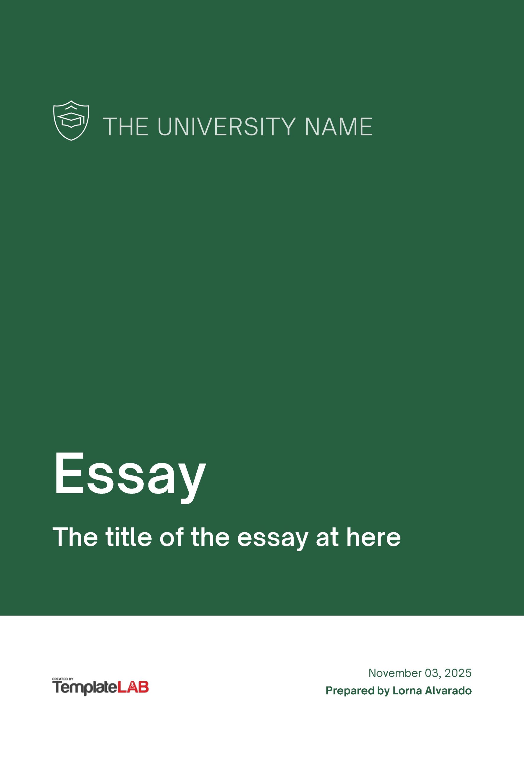 Free Cover Page Template for Essay