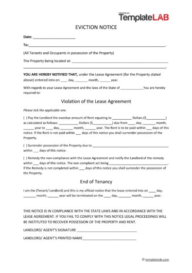 Eviction Notice Templates