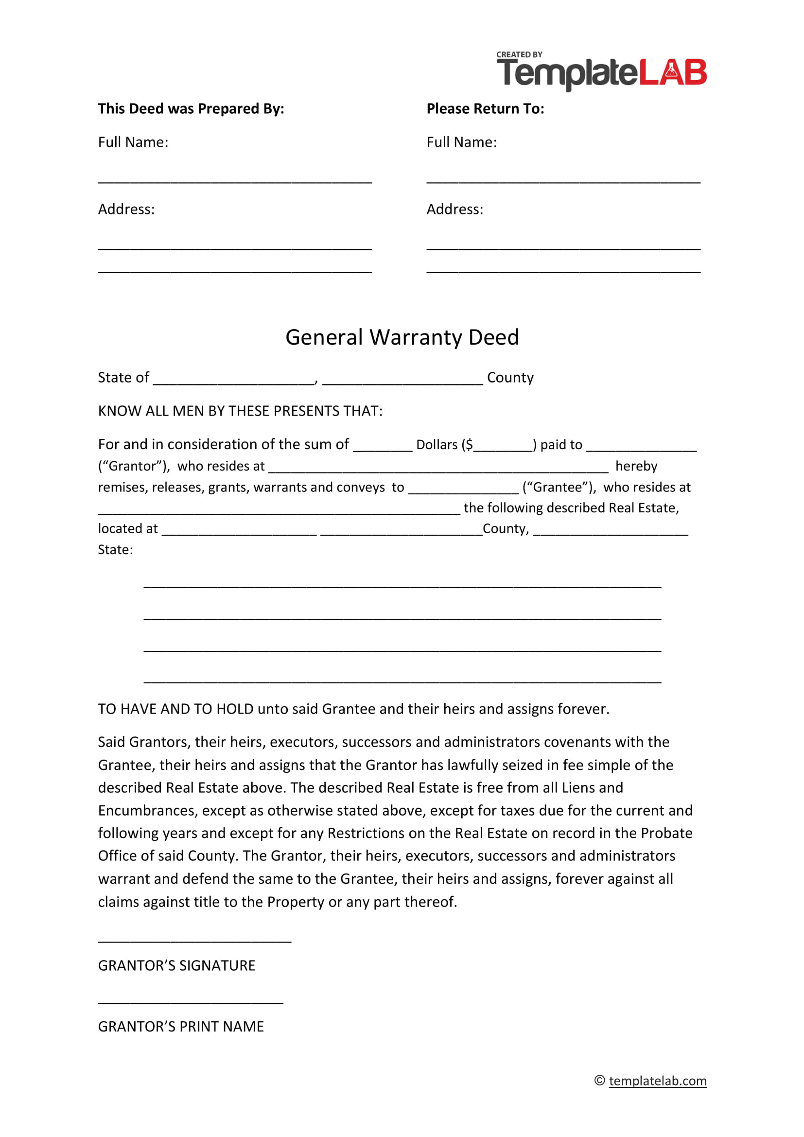 Free General Warranty Deed