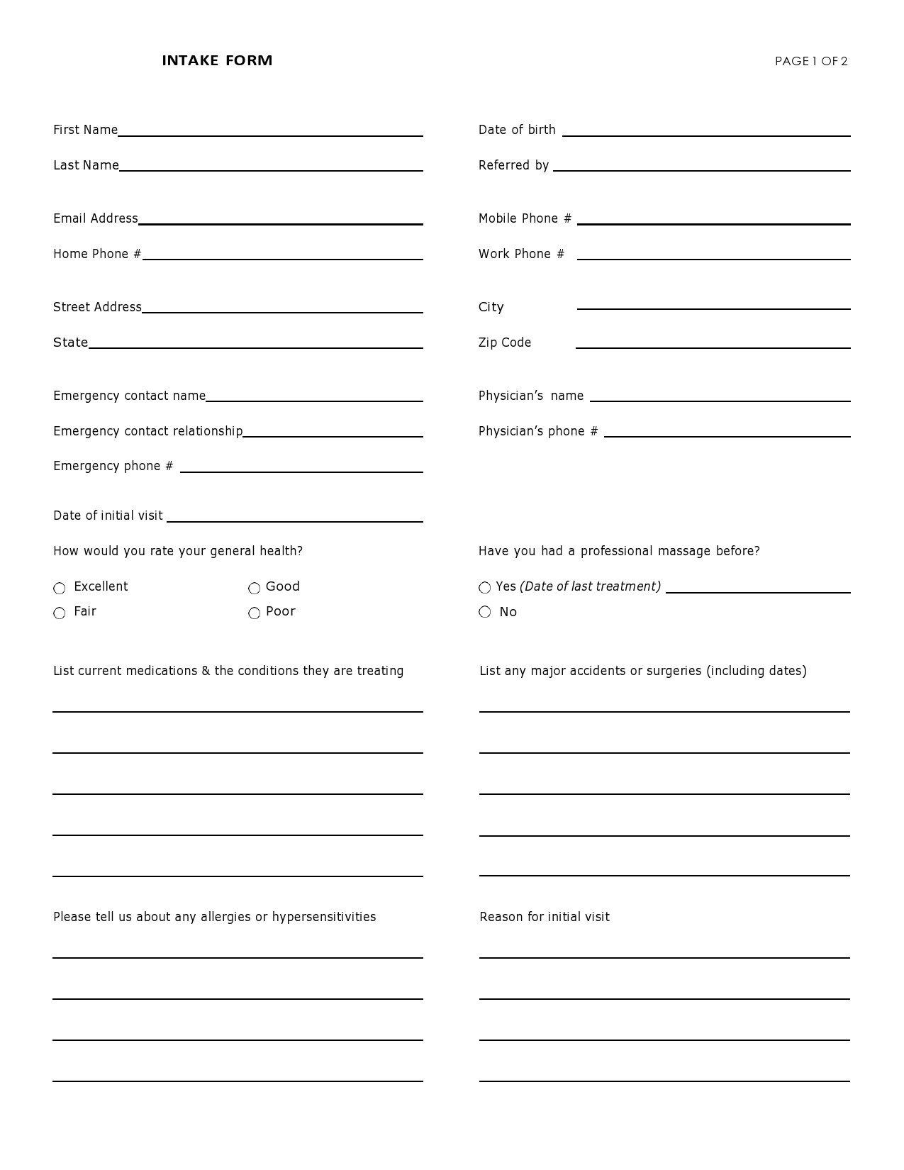 Free client intake form 03