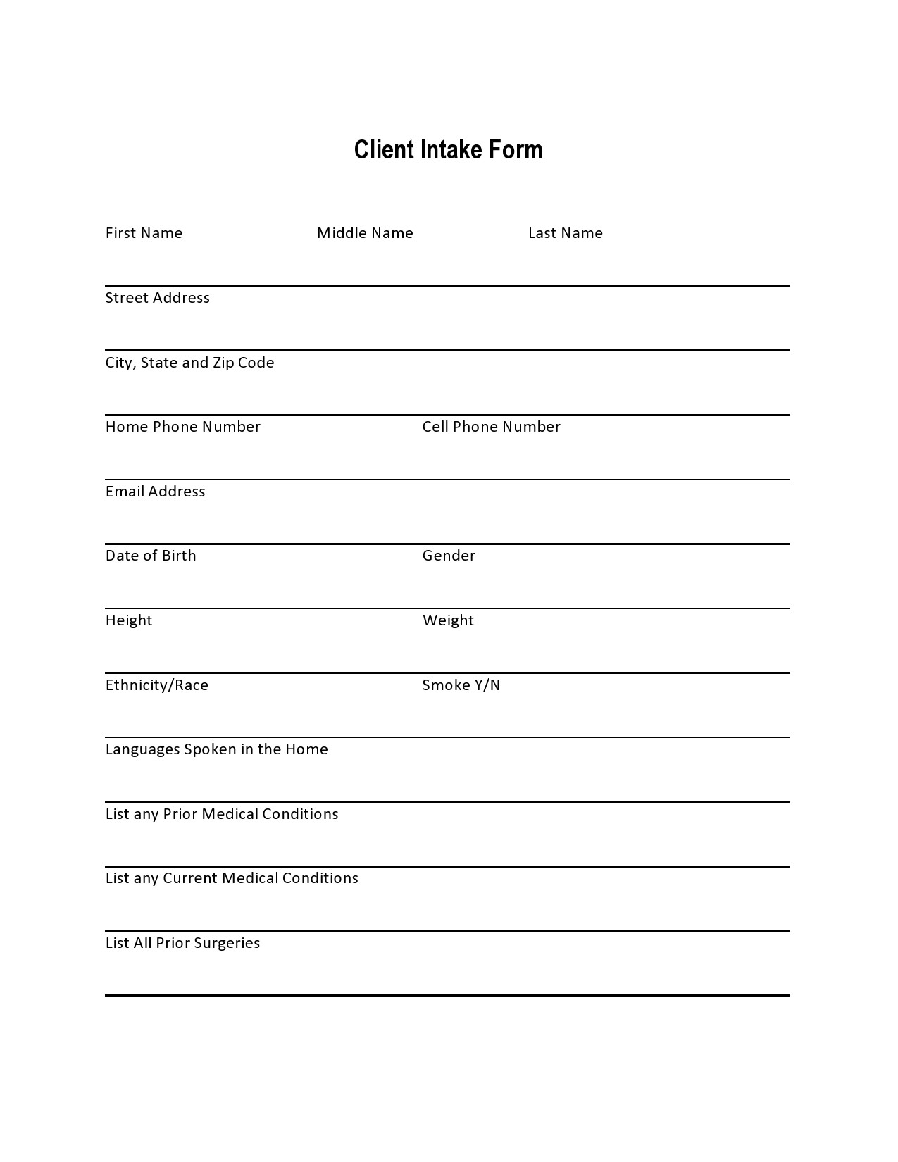 Free client intake form 05
