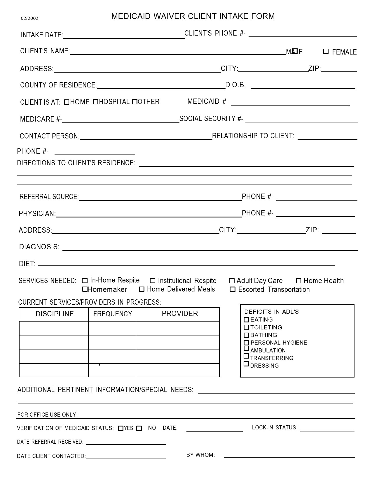 Free client intake form 06