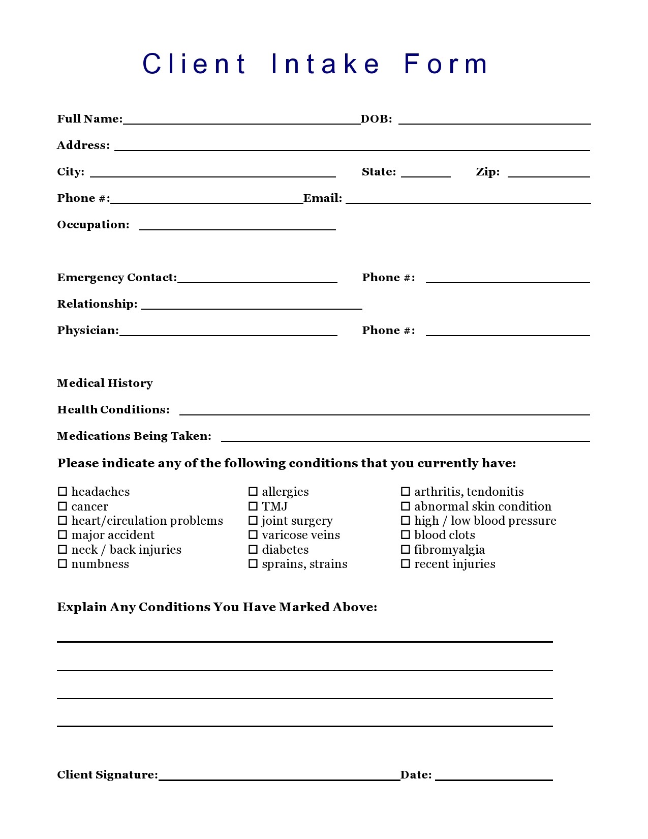 Free client intake form 08