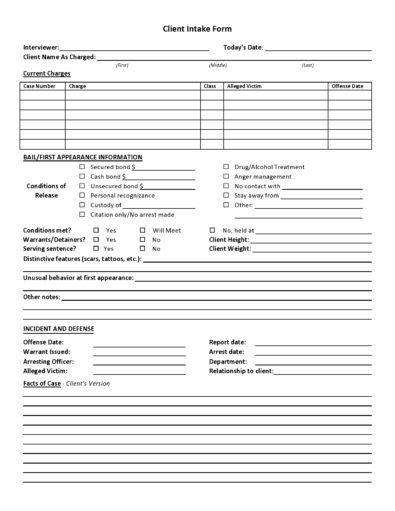 56 Printable Client Intake Forms (FREE Templates) ᐅ TemplateLab