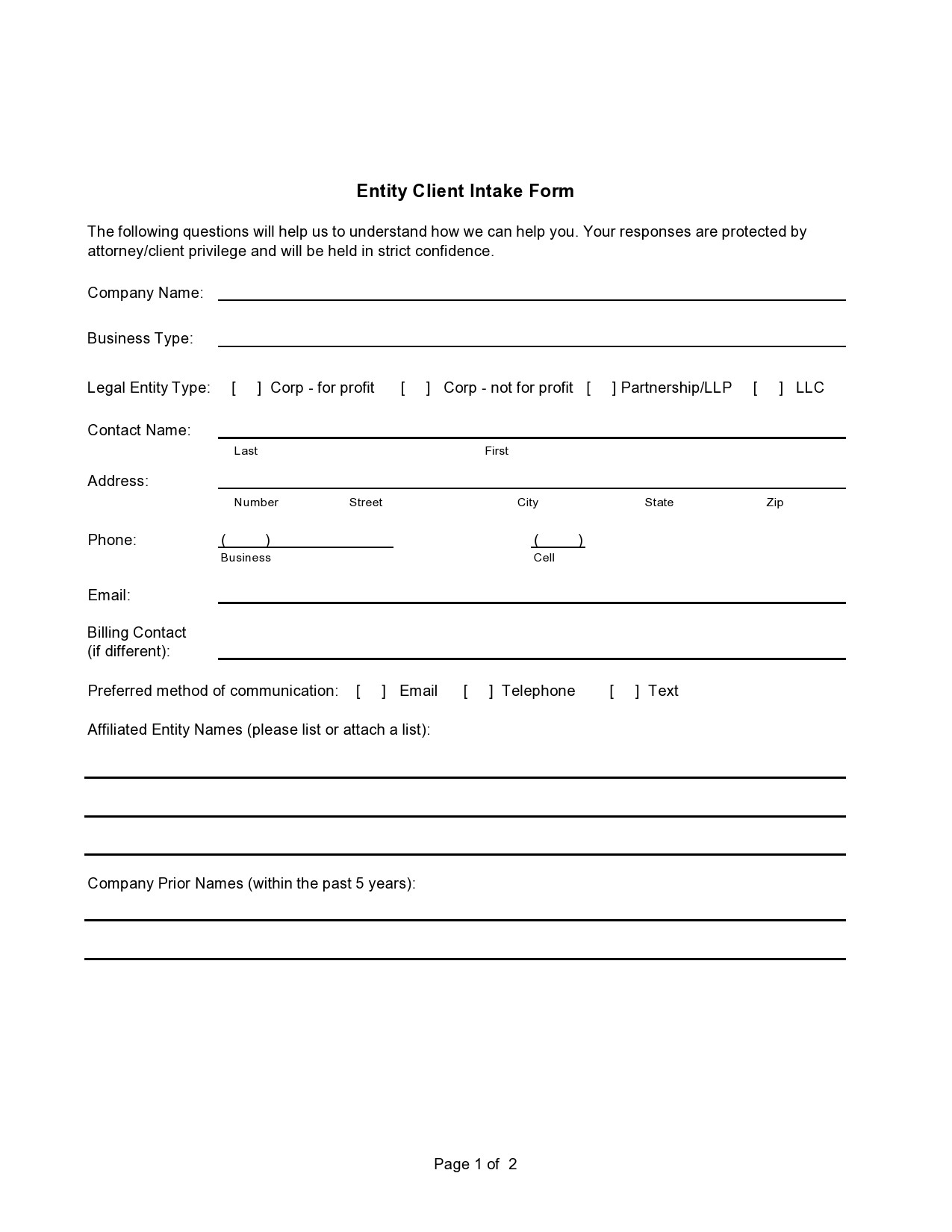 Free client intake form 10