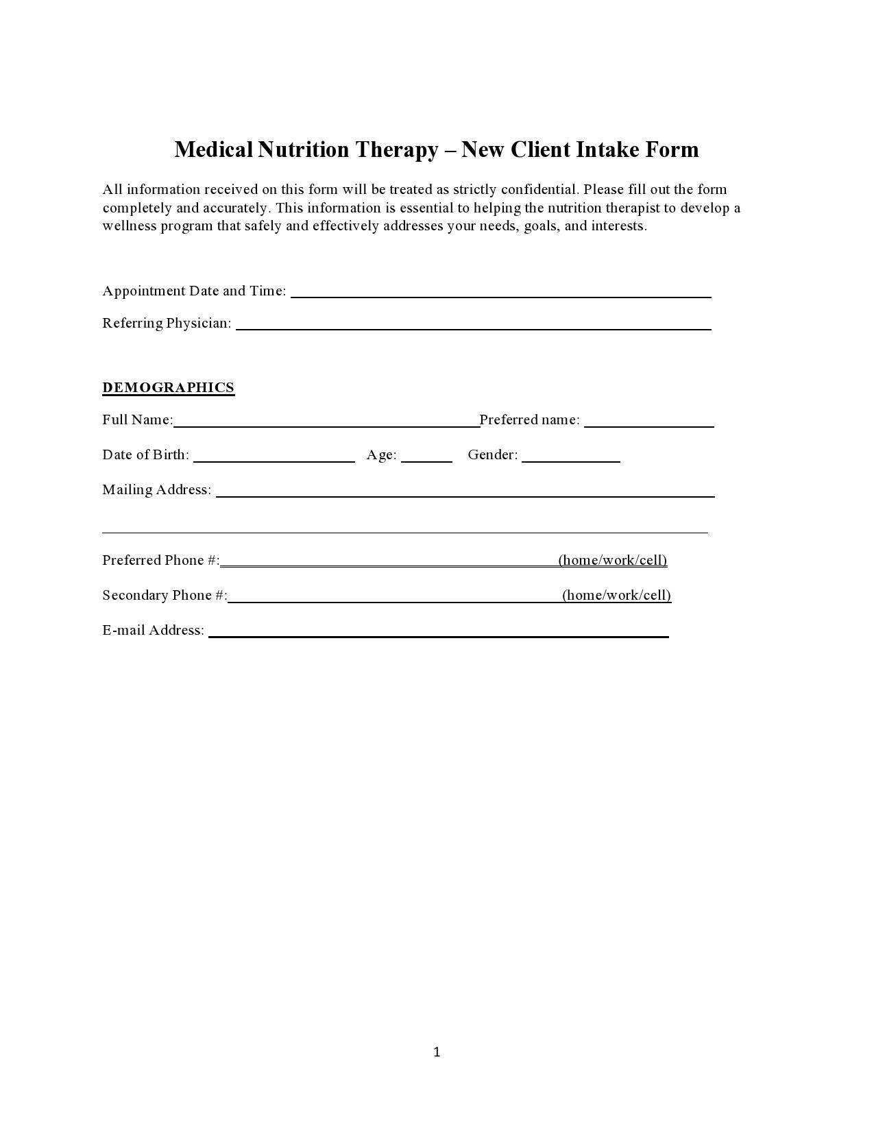 Free client intake form 15