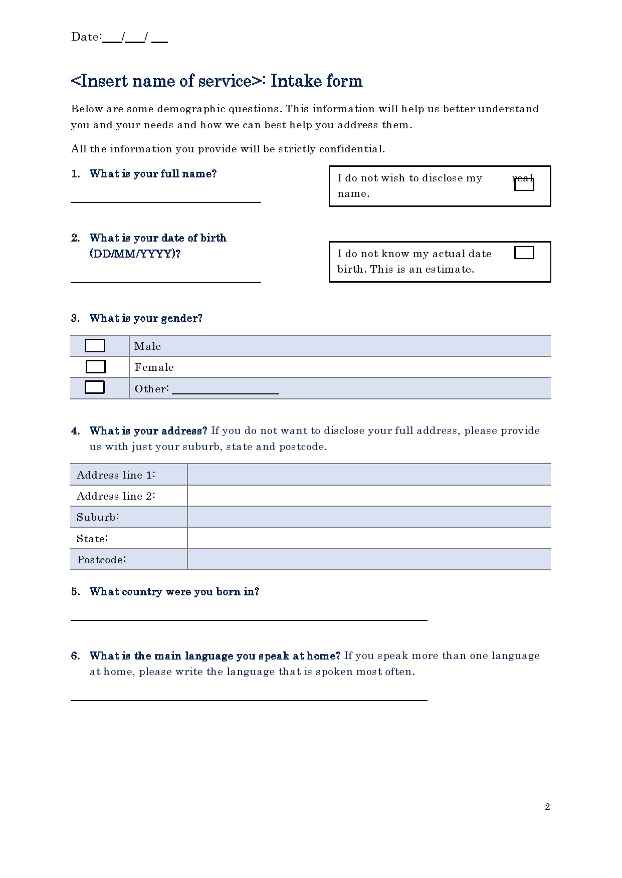 Free client intake form 16