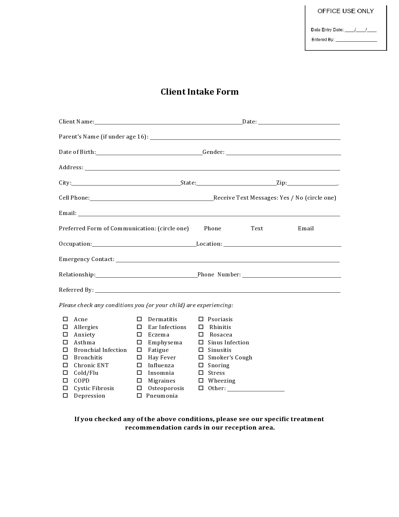Free client intake form 18