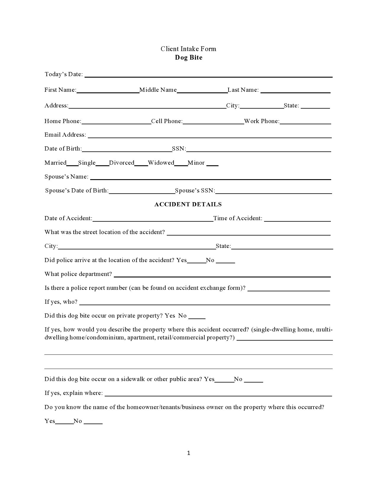 Free client intake form 20