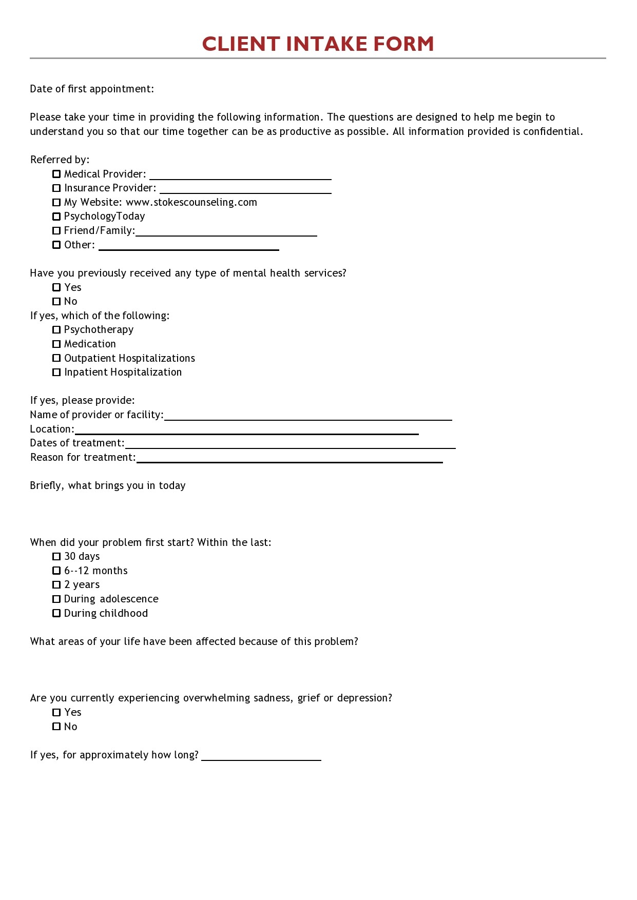 Free client intake form 22