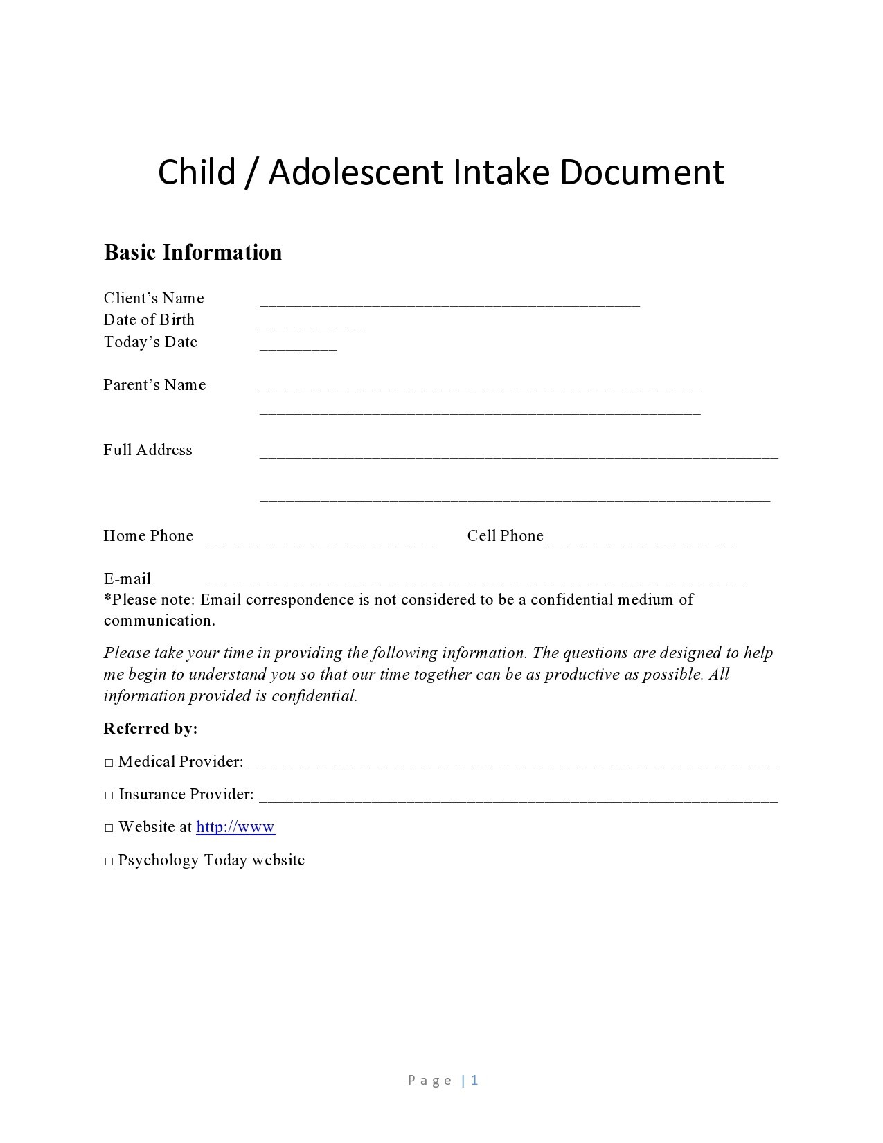 Free client intake form 28