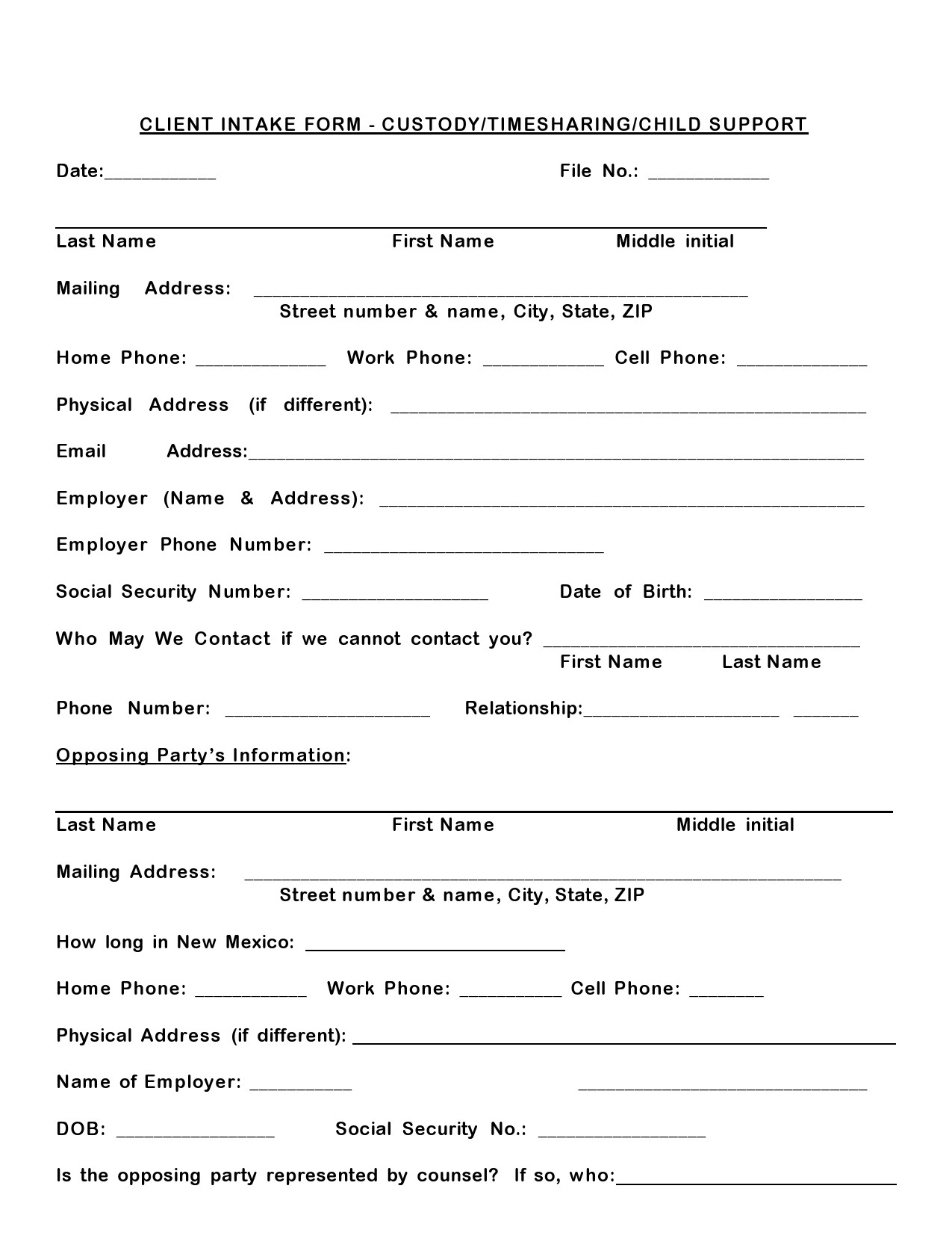 Free client intake form 34