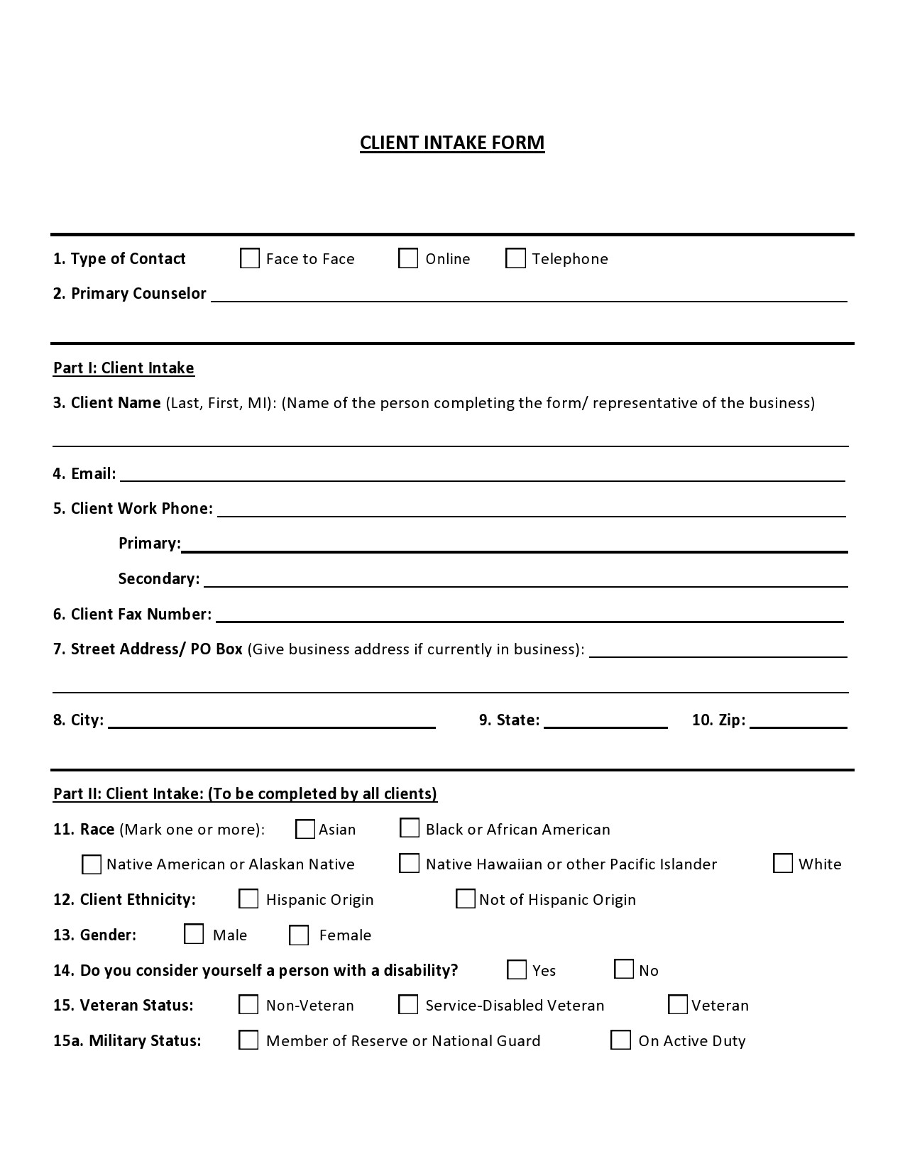Free client intake form 36