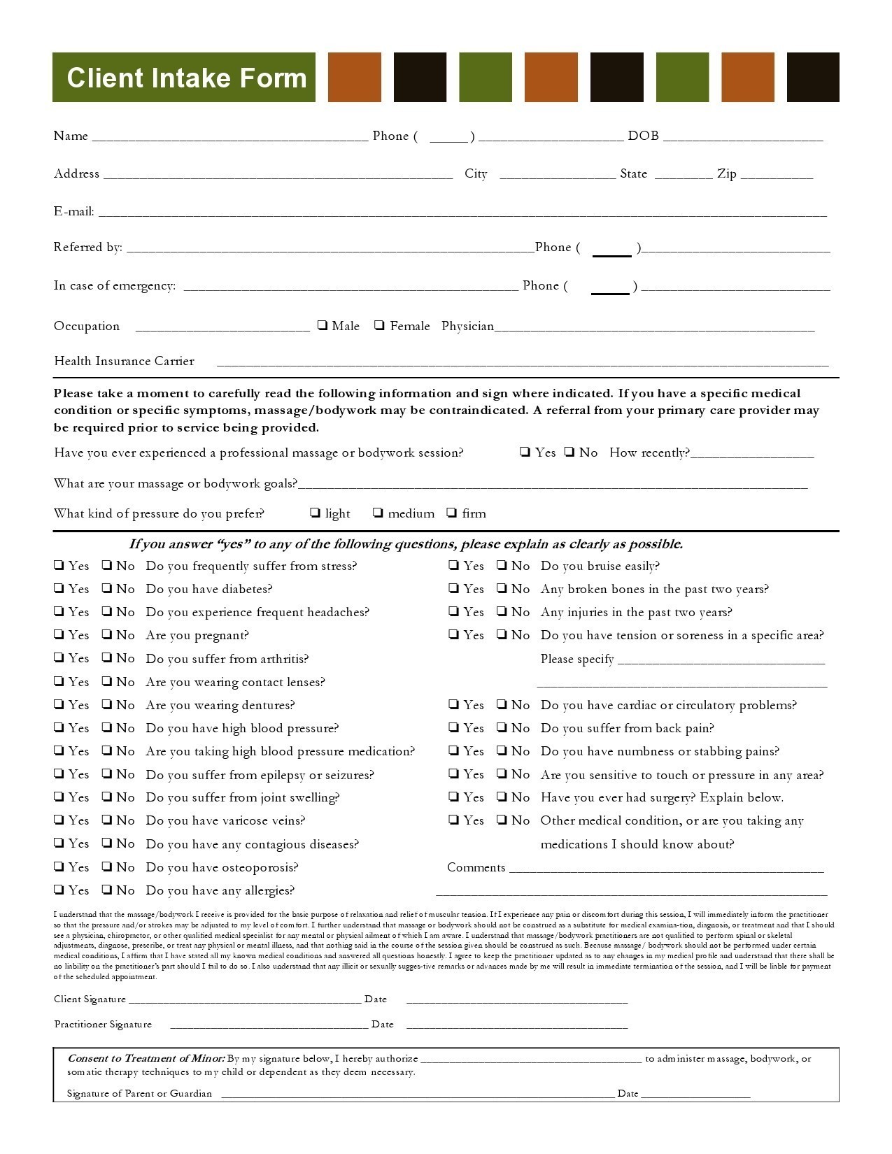 Free client intake form 40