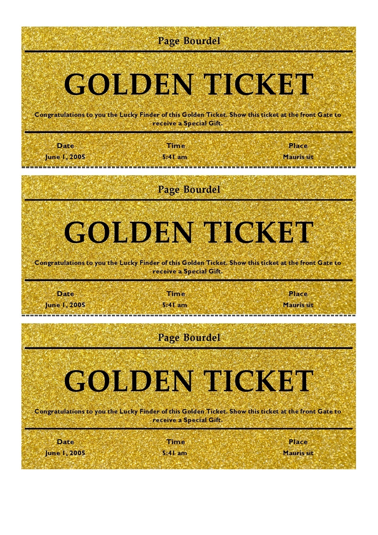 13 Editable Golden Ticket Templates Free Downloads 