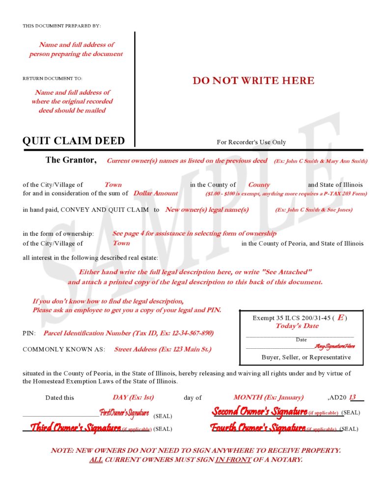 Example Of A Quit Claim Deed Completed Fill Out And Sign Printable Sexiz Pix