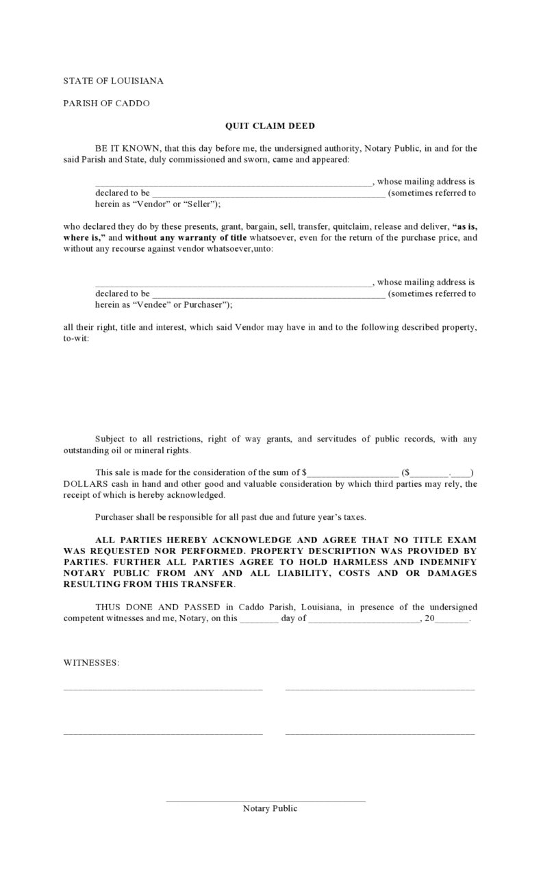 41 Free Quitclaim Deed Forms & Templates ᐅ TemplateLab