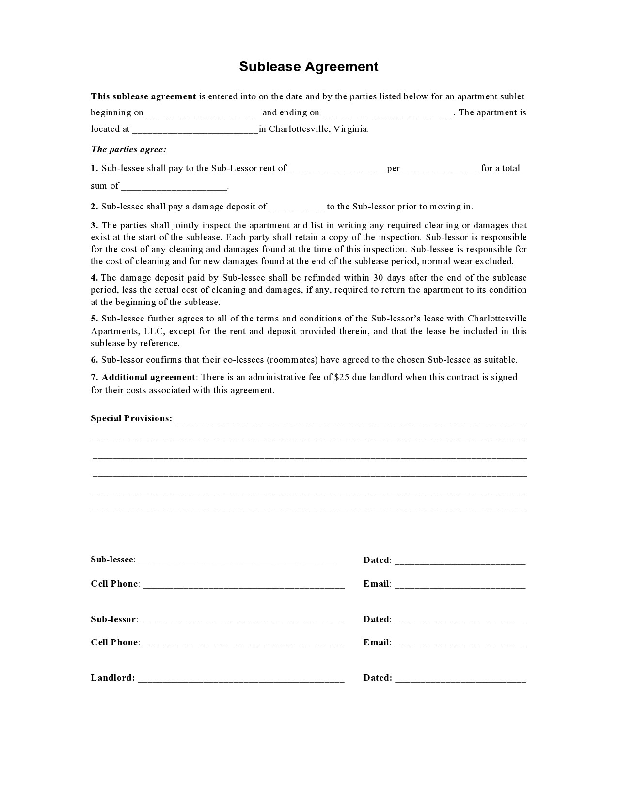 Free residential sublease agreement 03