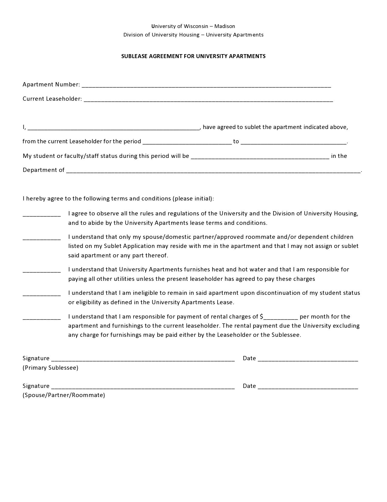 Free residential sublease agreement 10