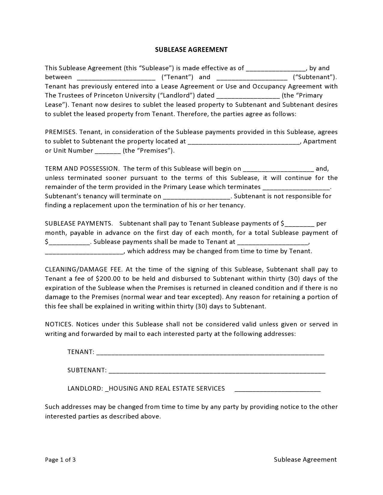 Free residential sublease agreement 22