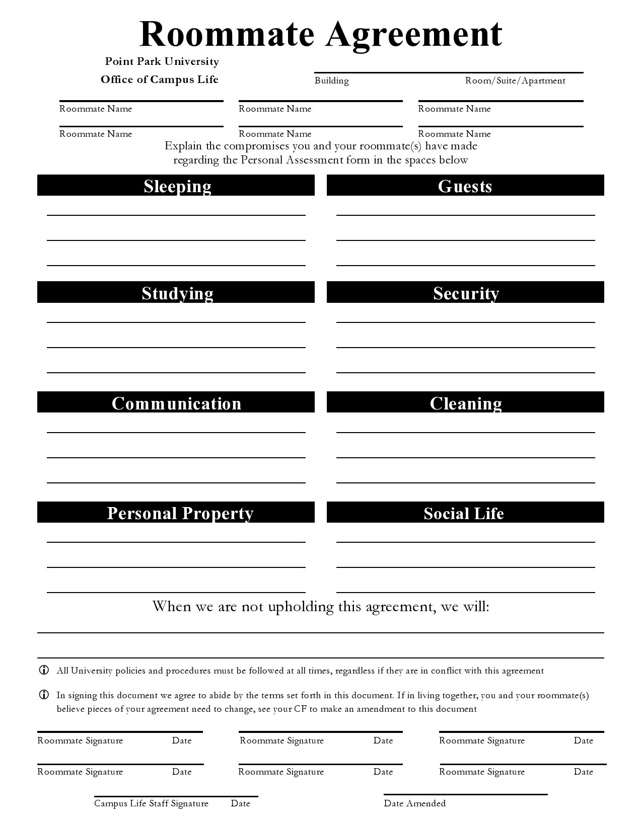 Free roommate agreement template 02