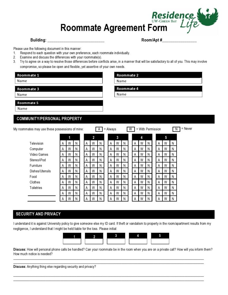 40+ Free Roommate Agreement Templates &amp; Forms (Word, PDF)