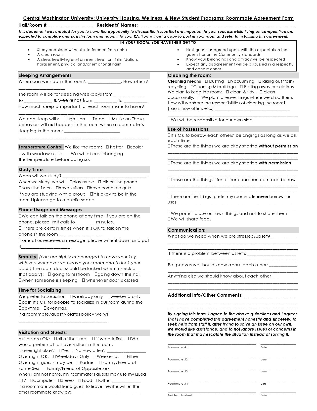 Free roommate agreement template 21