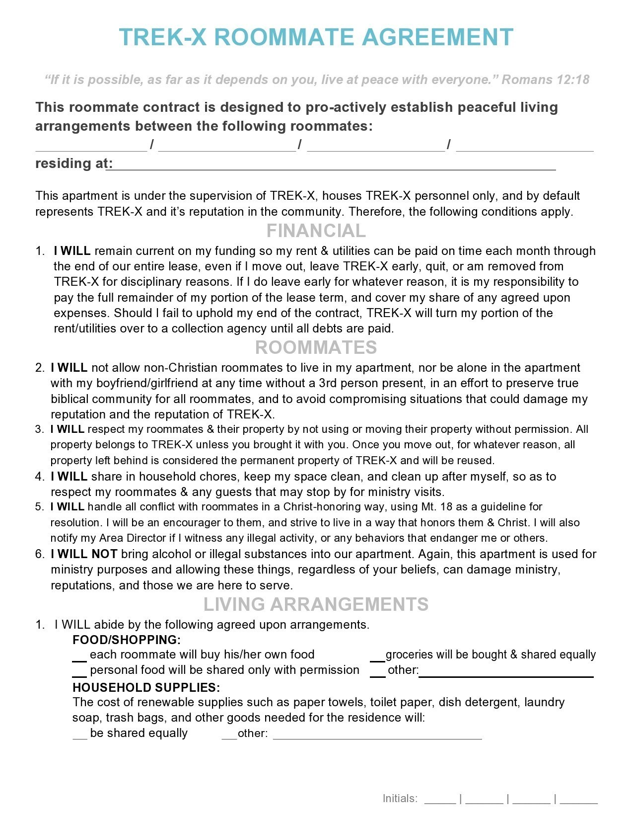 Free roommate agreement template 29